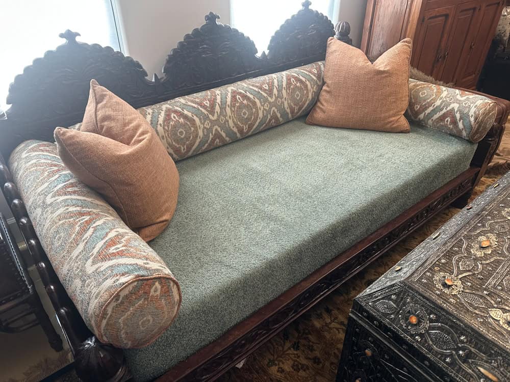 Eclectic Asian Inspired Fabric for Custom Upholstered Sofa - Storyrock