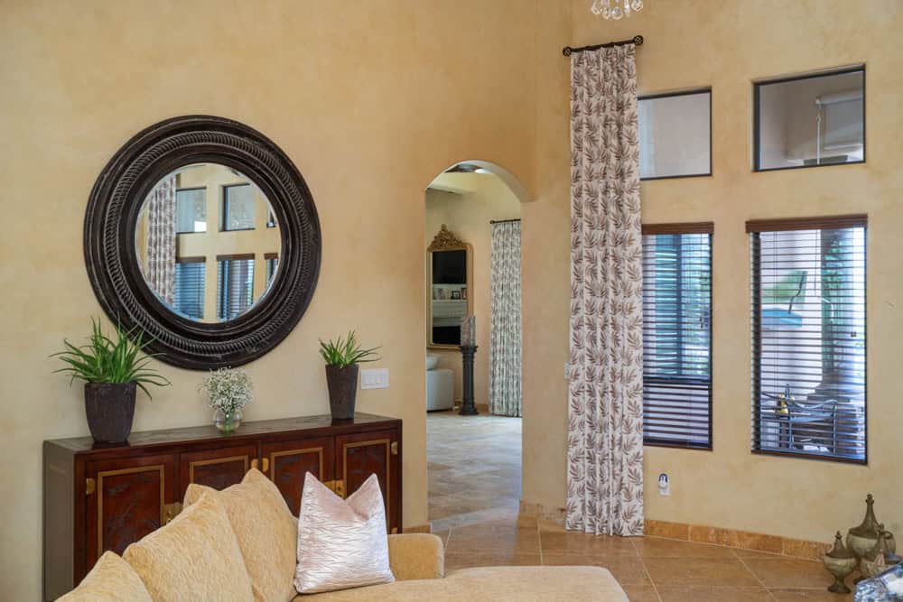 Formal Drapery Panels Bay Window Closeup North Scottsdale
