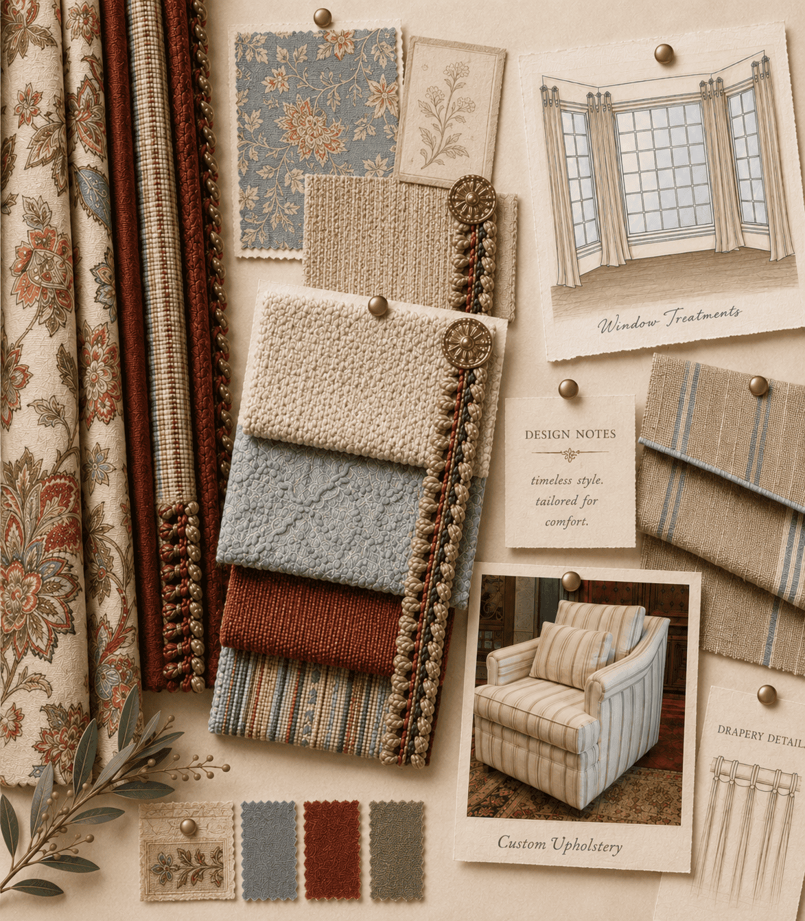 custom window treatments and custom upholstery designs